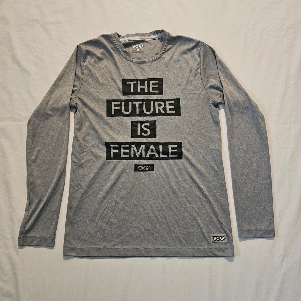 VC Ultimate Long Sleeve Shirt Women Small Gray The Future Is Female Graphic Tee